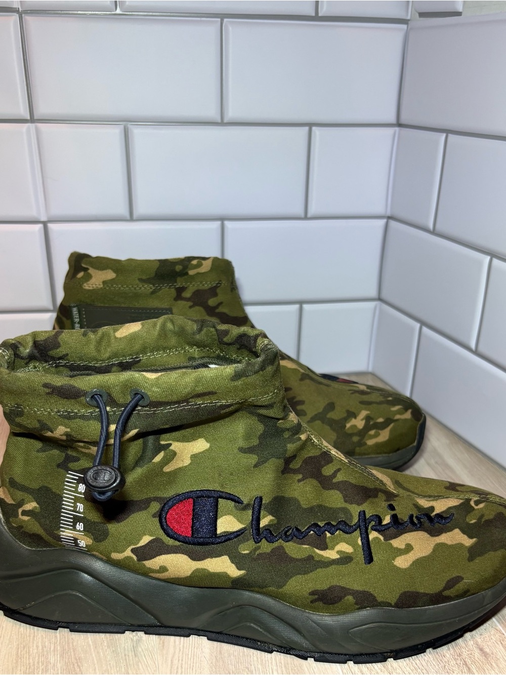 Champion Men’s Camouflage Slip-On Sneakers in Green and Tan